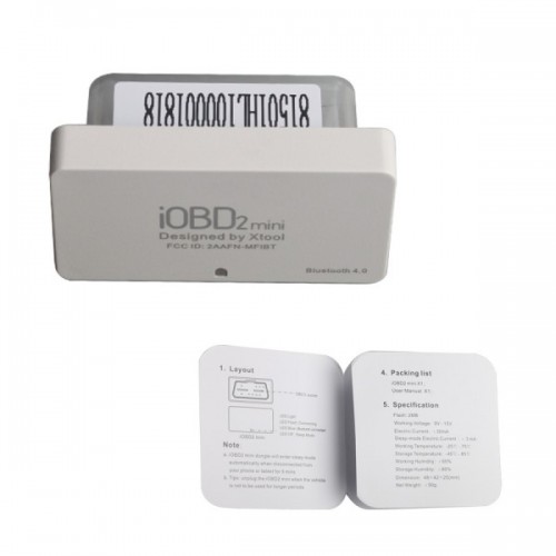 [Free Shipping] 10PCS XTOOL iOBD2 Mini Engine Diagnosis OBD2 EOBD Scanner Support Bluetooth 4.0 for iOS and Android