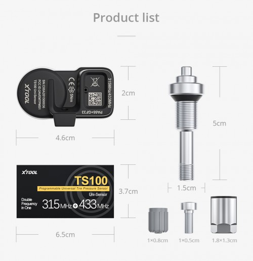 XTOOL TS100 433&315MHz TPMS Sensor Tire Repair Tools Work with TP150/TP200 Original with Quality Promise