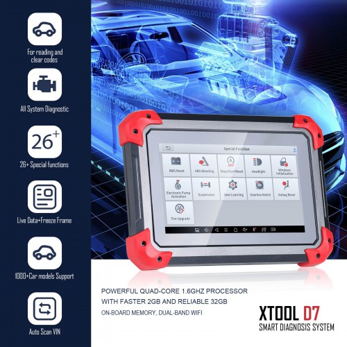 2024 XTOOL D7 Automotive All System Diagnosis Tool Code Reader Key Programmer Auto Vin OBDII Scanner 3 Years Free Update