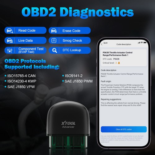 2024 XTOOL Advancer AD20 Car Engine Diagnostic Tools OBD2 Code Reader Scanner Android /IOS Better than ELM327/AD10 Update