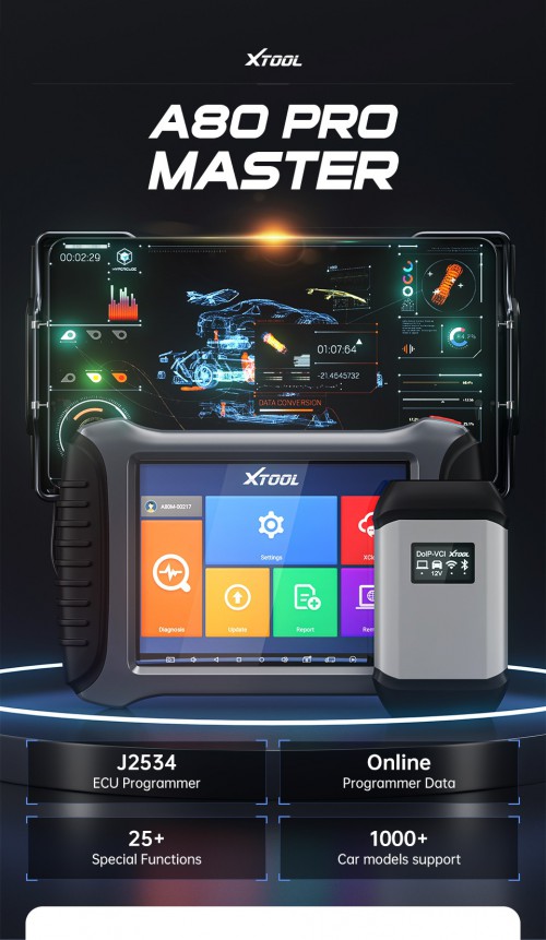Xtool A80 Pro Master OBD2 Car Diagnostic Scanner VCI J2534 Programmer ECU Coding All Software Free Update Online