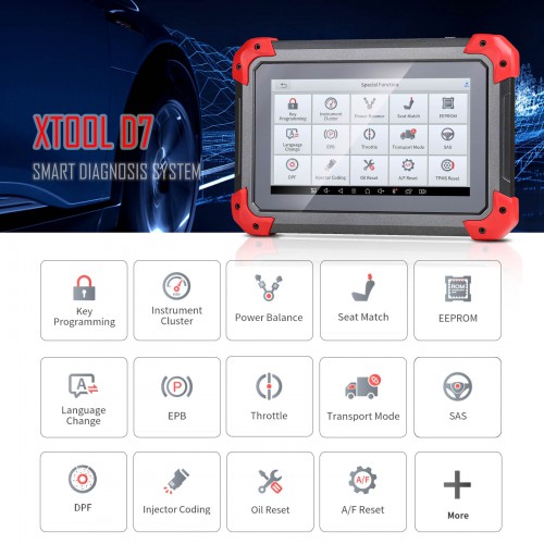 Newest XTOOL D7 Automotive All System Diagnosis Tool Code Reader Key Programmer Auto Vin OBDII Scanner Free Update