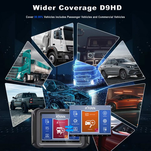 2024 XTOOL D9HD Diagnostic Tools for 12V Car 24V Truck ECU Coding Programming Auto OBD OBD2 Scanner Mechanical Workshop Tools