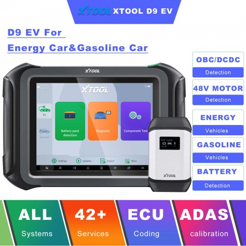 2024 XTOOL D9 EV D9EV Car Electric Vehicles Diagnostic Tools Energy Vehicles For Tesla For BYD With Battery Pack Dectection Active Test+ECU Coding