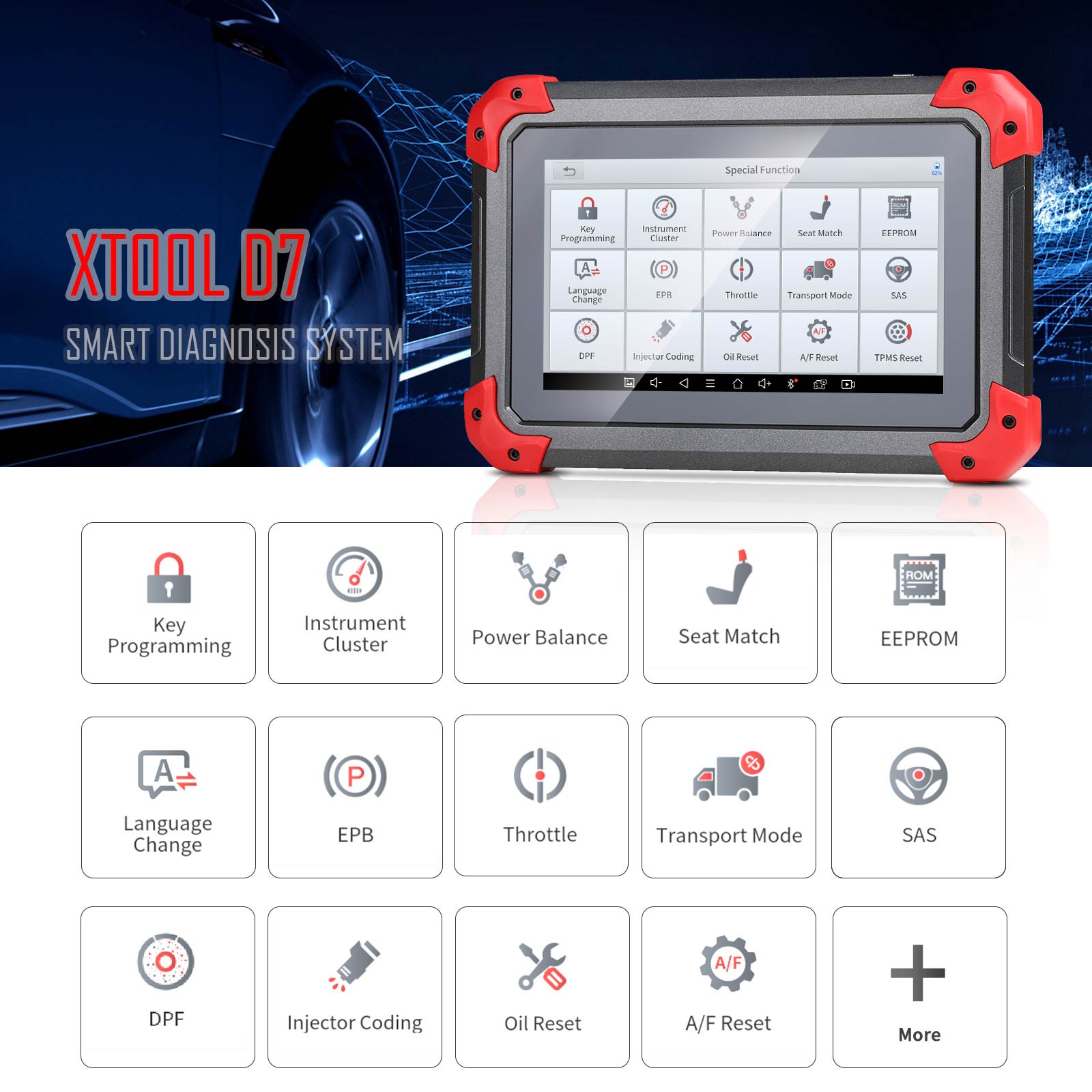2023 XTOOL D7 Automotive All System Diagnosis Tool Code Reader Key