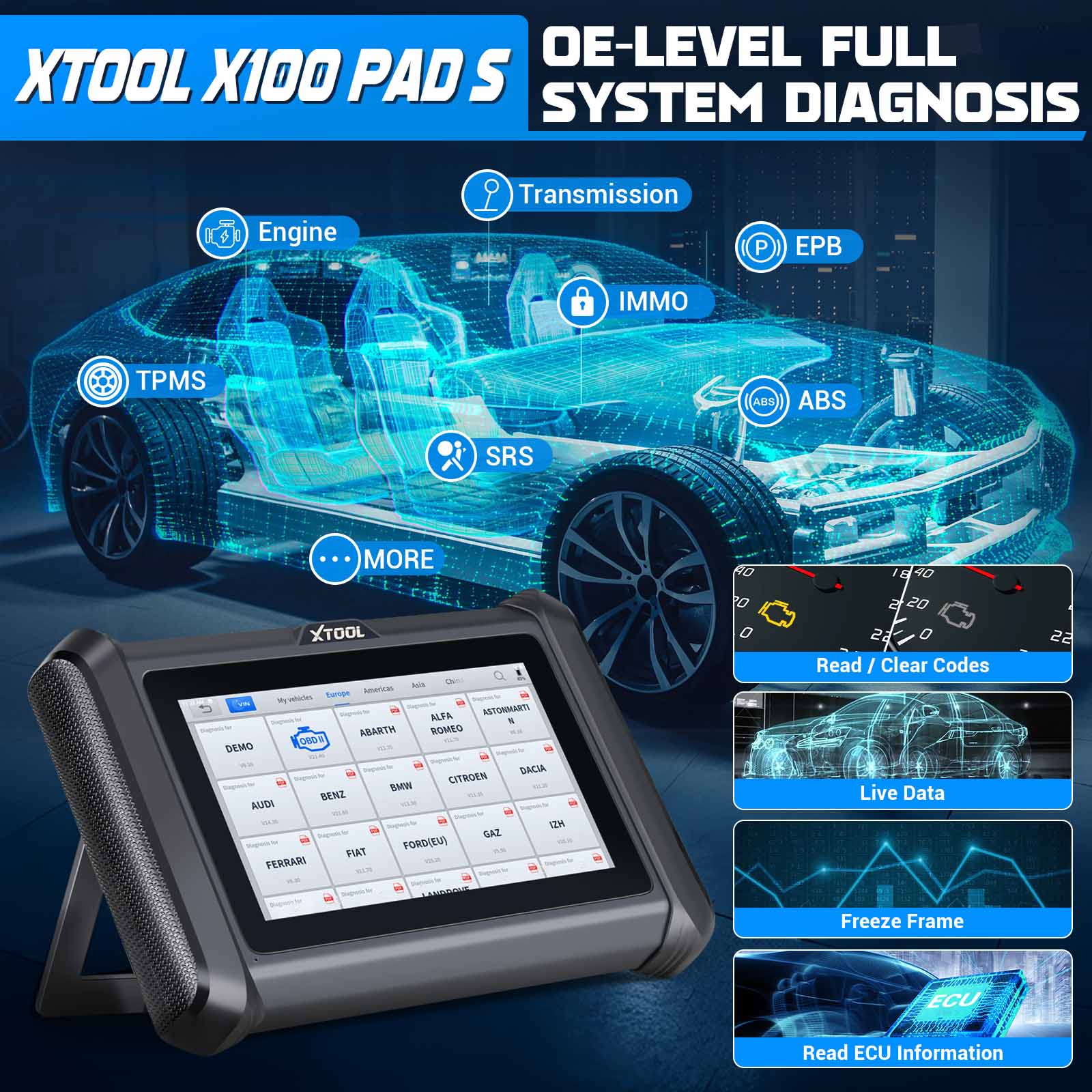 XTOOL X100PADS Car Key Pogramming Tool 2024 Newest with 32 Services, Read  Pin Code, IMMO Match, Support CAN FD/DoIP Protocol, 2-Year Updates,  Upgraded
